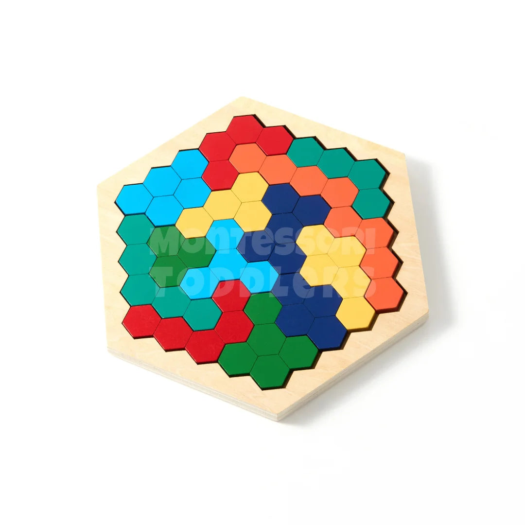 Houten zeshoek puzzel