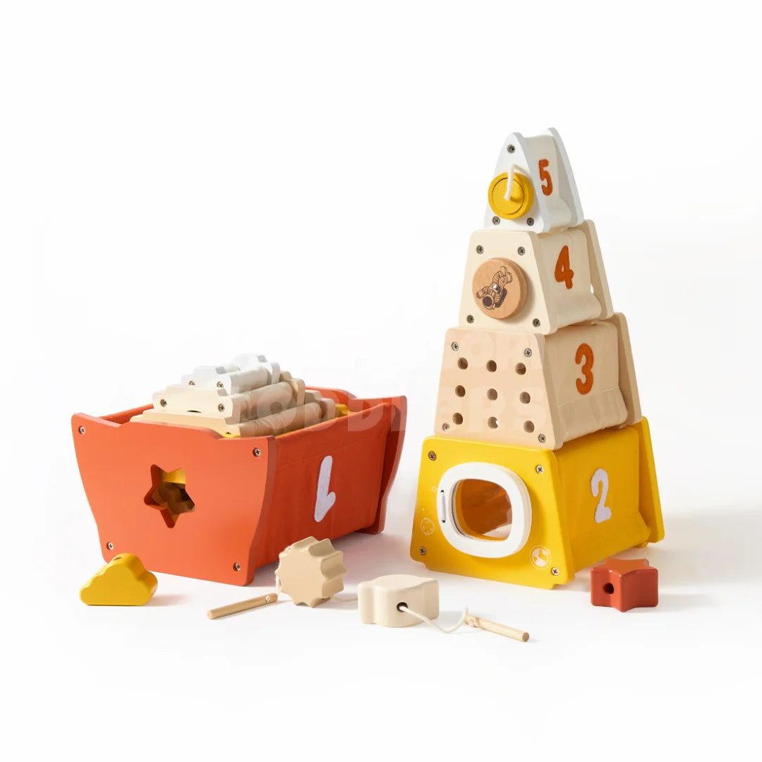 Toddlers Wooden Rocket Stacking Toy