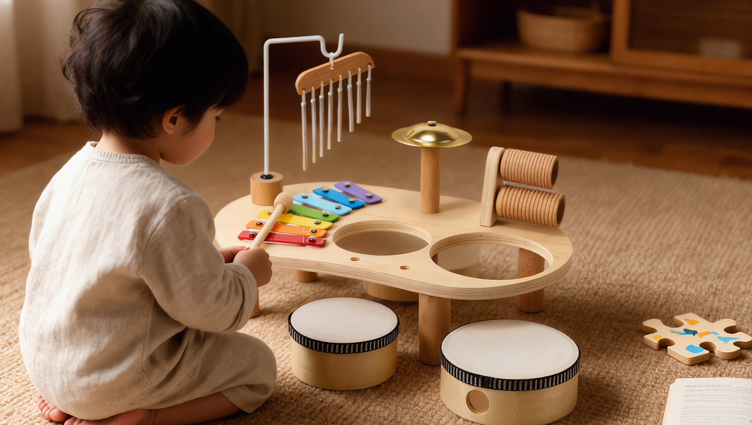 The Toddlers Music Set: Real Wooden Instruments for Early Musical Play