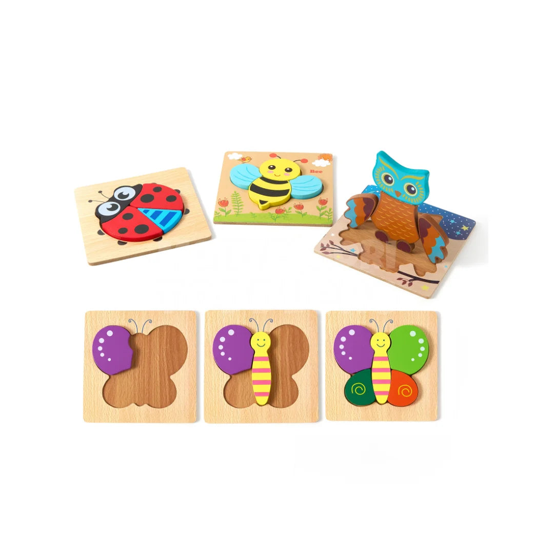 Toddlers Wooden Animal Puzzle 6-pack