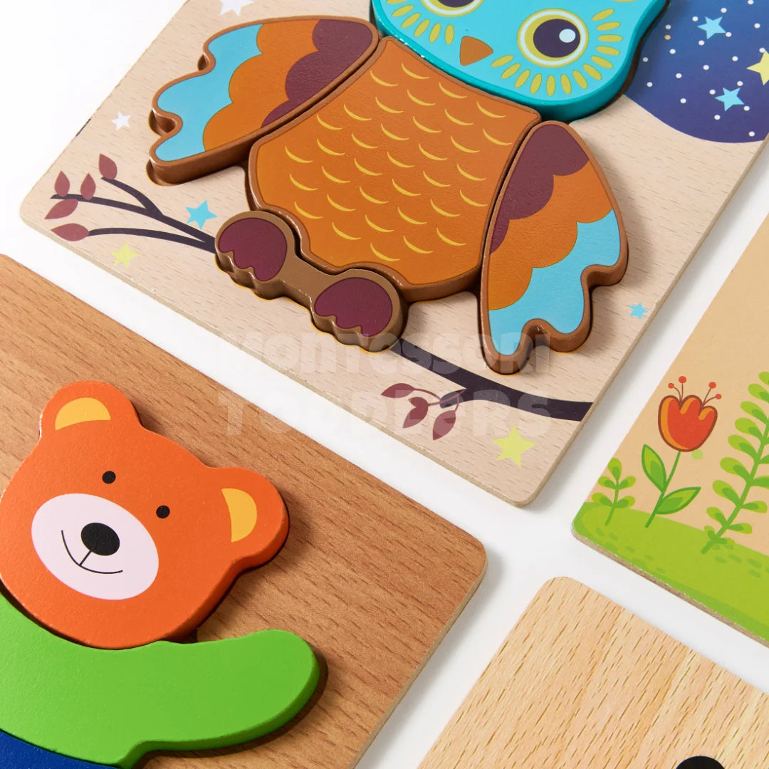 Toddlers Wooden Animal Puzzle 6-pack