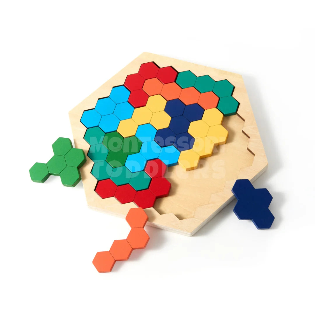 Houten zeshoek puzzel