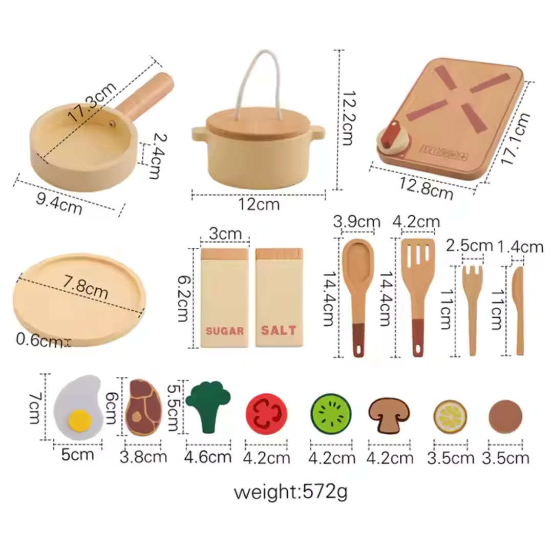 Kochset aus Holz für Kleinkinder – Spielen Sie wie ein Meisterkoch!