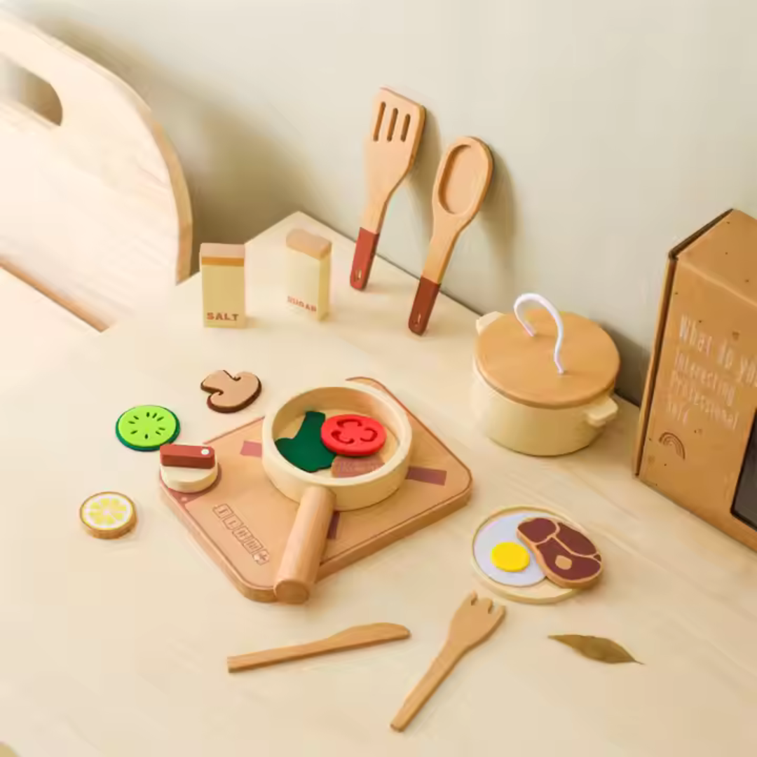 Kochset aus Holz für Kleinkinder – Spielen Sie wie ein Meisterkoch!